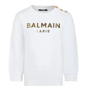 SWEATSHIRT W/ GOLD LOGO & BUTTONS ON SHOULDER
