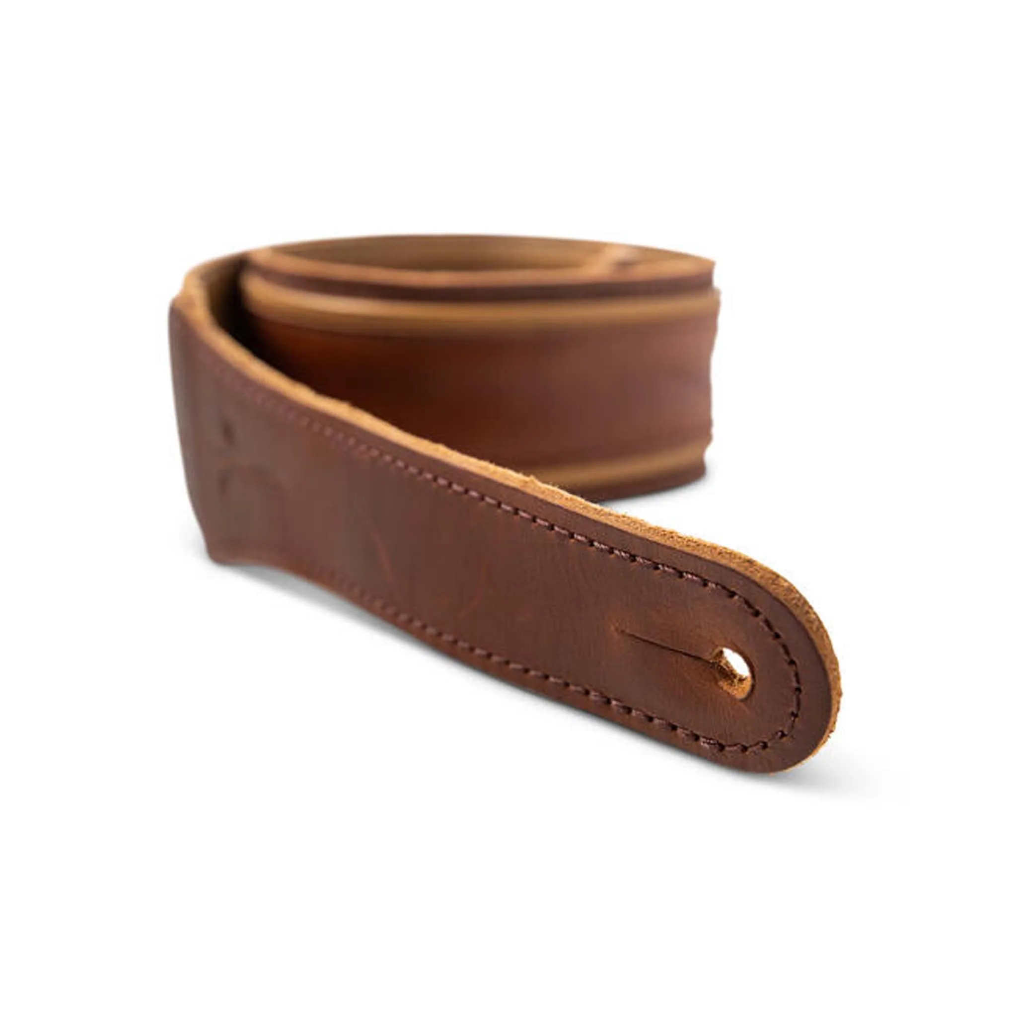 Taylor Spring Vine 2.5Inch Leather Guitar Strap, Medium Brown/Butterscotch Trim