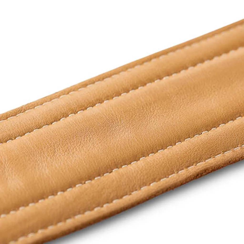 Taylor Spring Vine 2.5Inch Leather Guitar Strap, Medium Brown/Butterscotch Trim