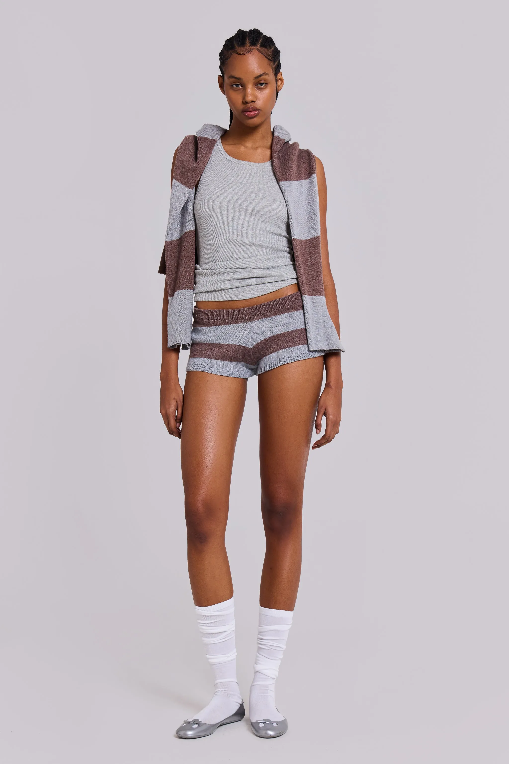 Team 93 Studded Knit Mini Shorts