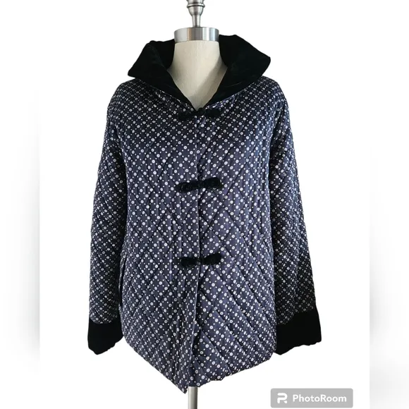 TIAN ART Quilted Floral Velvet Trim Chinese Jacket | SZ M