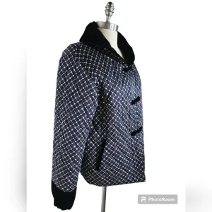 TIAN ART Quilted Floral Velvet Trim Chinese Jacket | SZ M