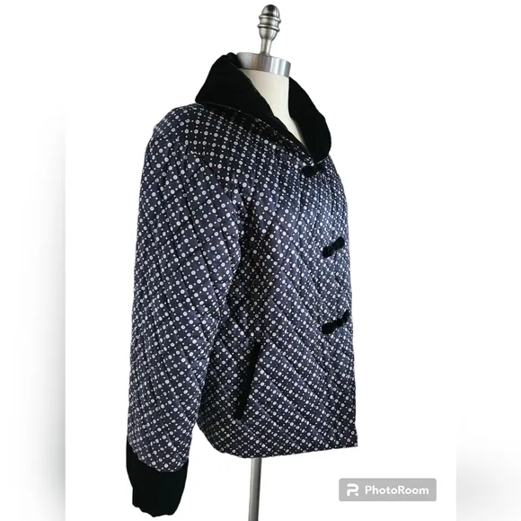 TIAN ART Quilted Floral Velvet Trim Chinese Jacket | SZ M
