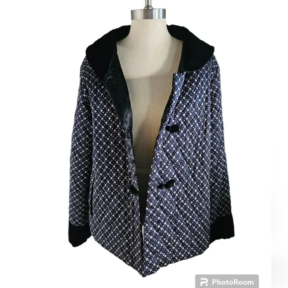 TIAN ART Quilted Floral Velvet Trim Chinese Jacket | SZ M