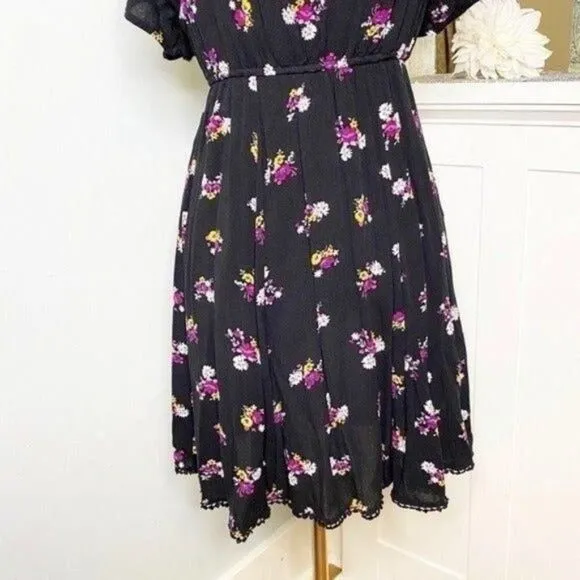 Torrid Black Floral Lace Off The Shoulder Boho Dress 0 Large