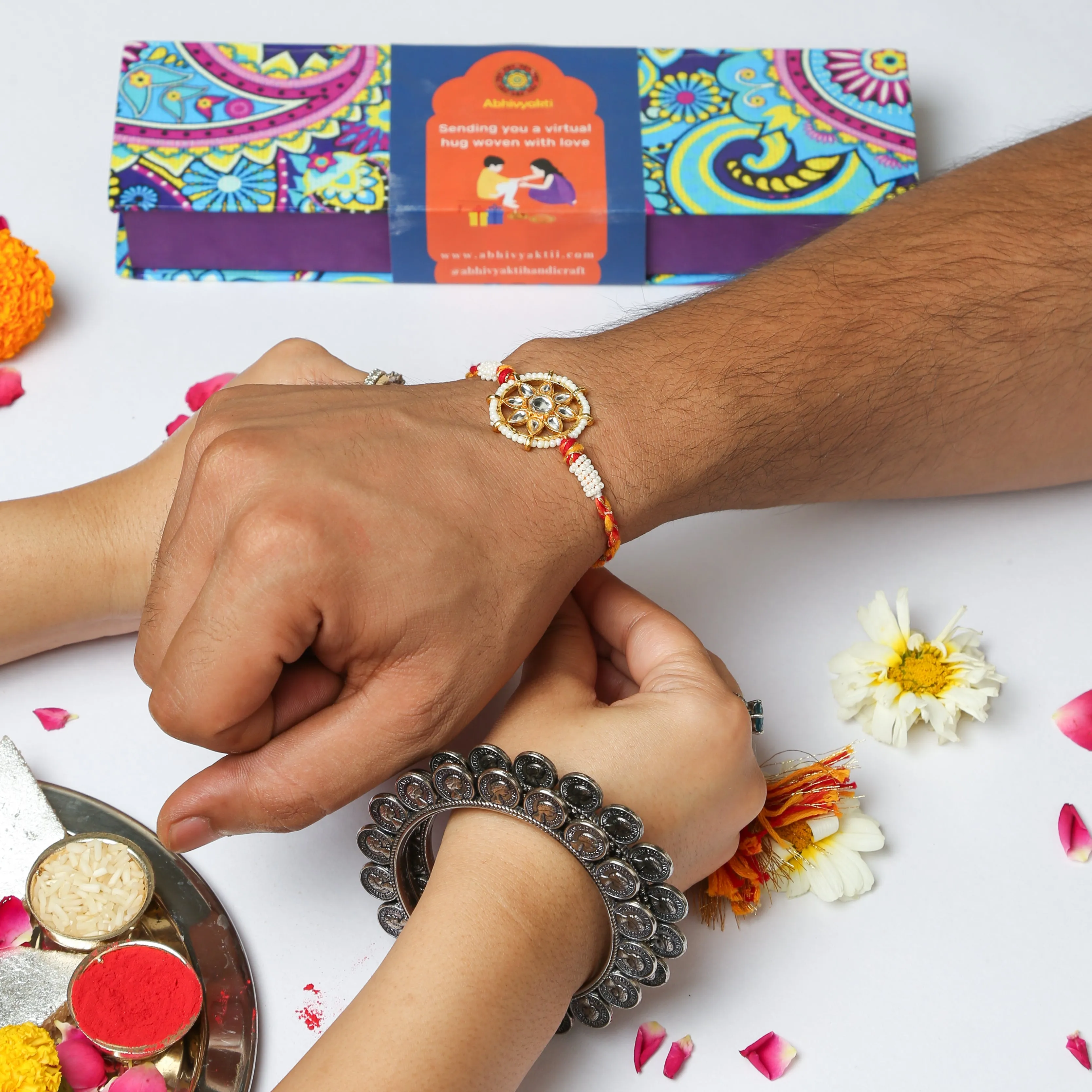 Traditional Wheel Design Premium Rakhi -Send to USA (free shipping )