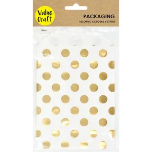 TREAT BAGS WHITE-GOLD SPOTS 6PC