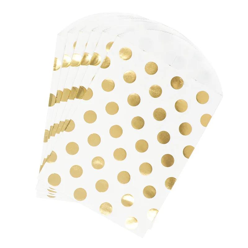 TREAT BAGS WHITE-GOLD SPOTS 6PC