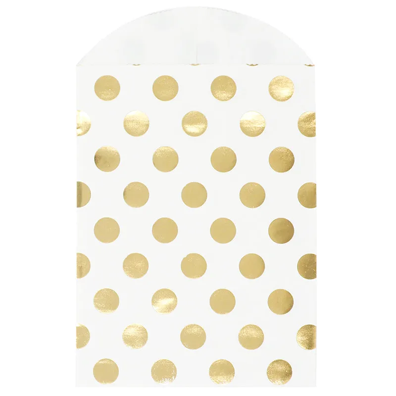 TREAT BAGS WHITE-GOLD SPOTS 6PC