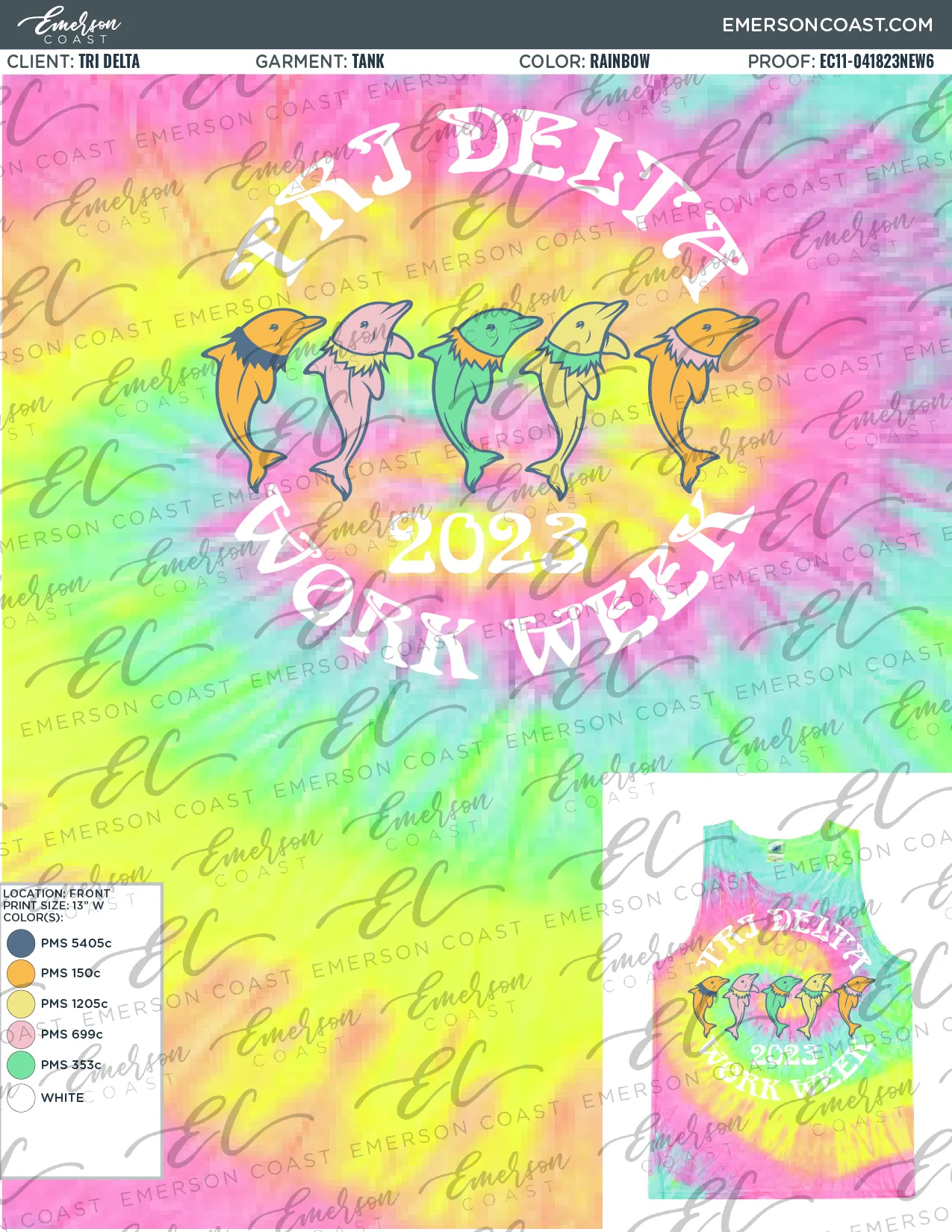 Tri Delta Tie Dye Work Week Tank