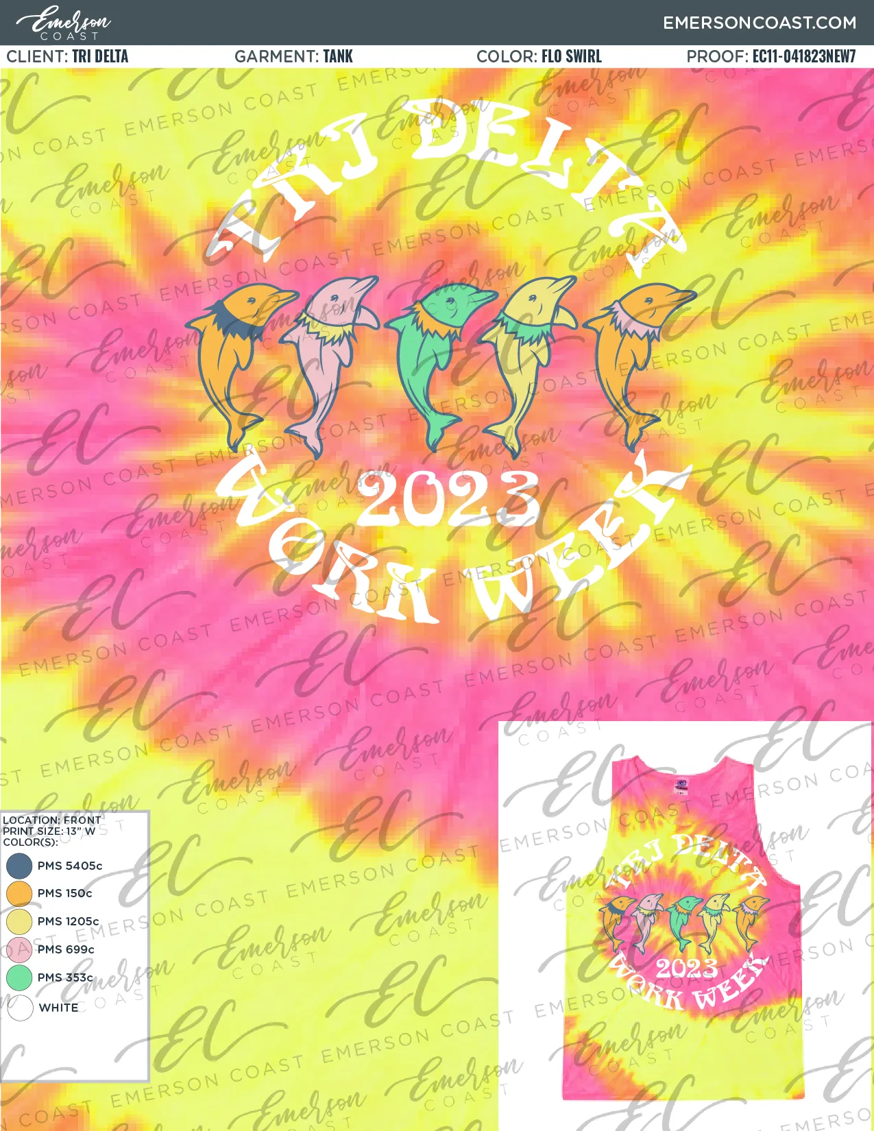 Tri Delta Tie Dye Work Week Tank