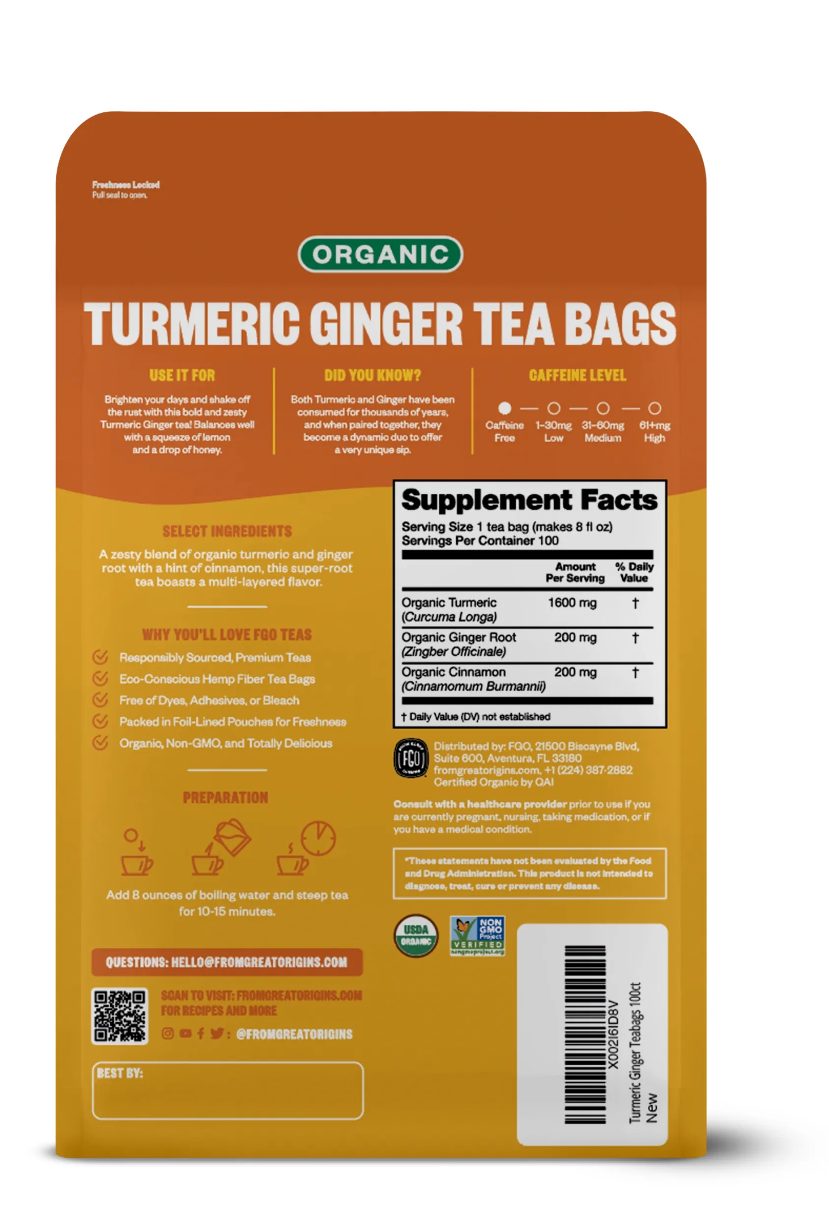 Turmeric Ginger Tea Bags