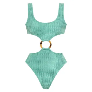 Turquoise Crochet Ky One-Piece