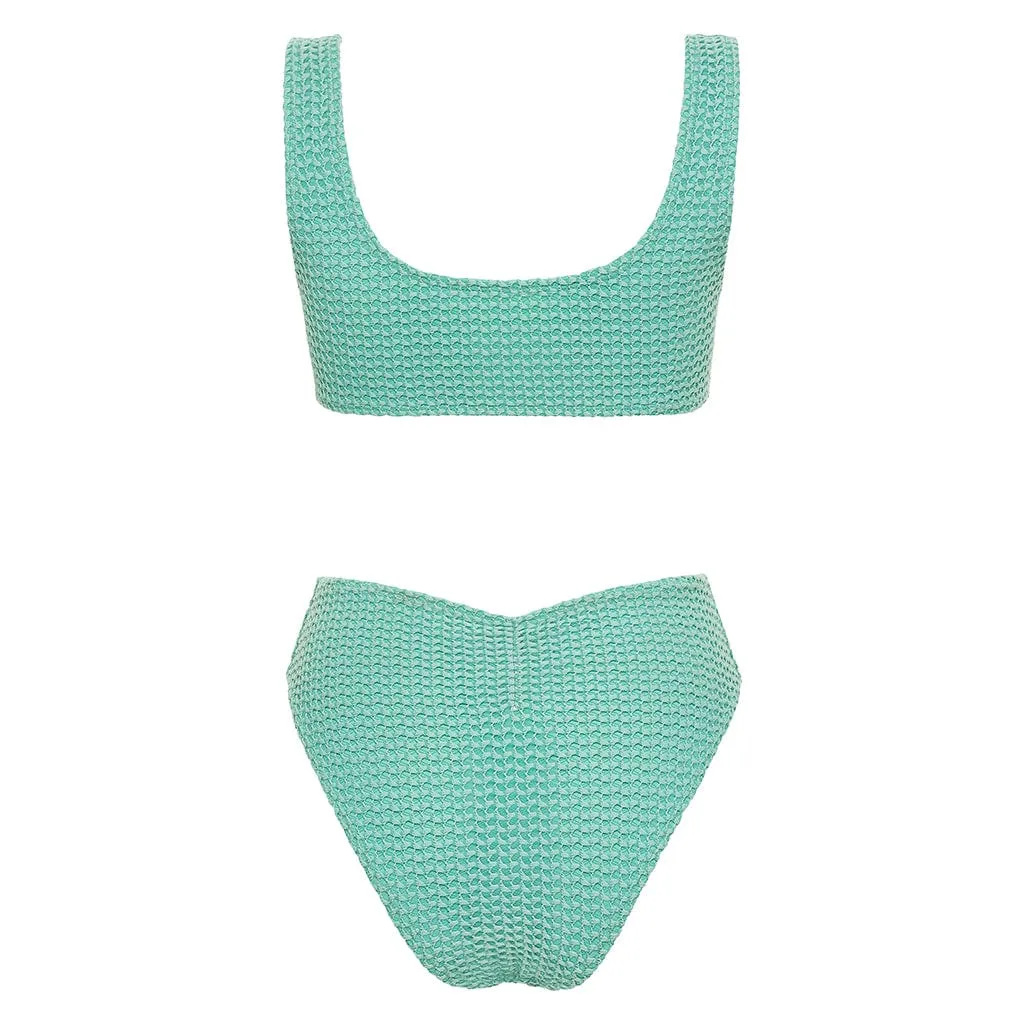 Turquoise Crochet Ky One-Piece