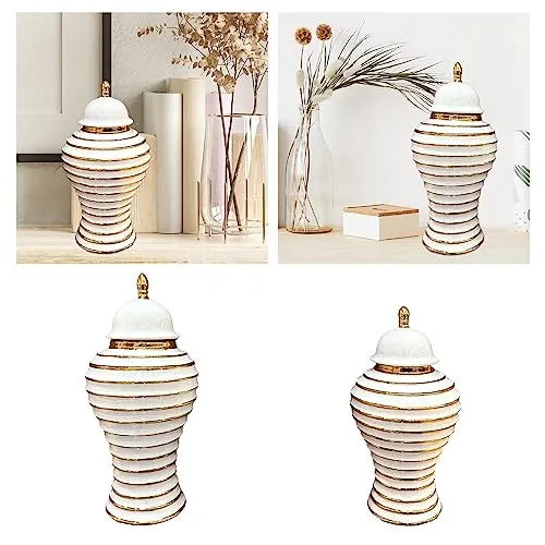 UJEAVETTE® Ceramic Ginger Jar Vase Accs Porcelain Storage Jar for Table Wedding L
