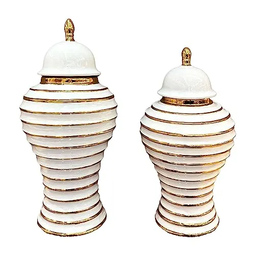 UJEAVETTE® Ceramic Ginger Jar Vase Accs Porcelain Storage Jar for Table Wedding L