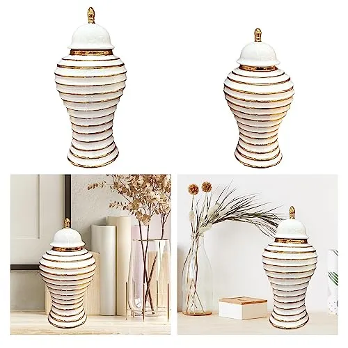 UJEAVETTE® Ceramic Ginger Jar Vase Accs Porcelain Storage Jar for Table Wedding L