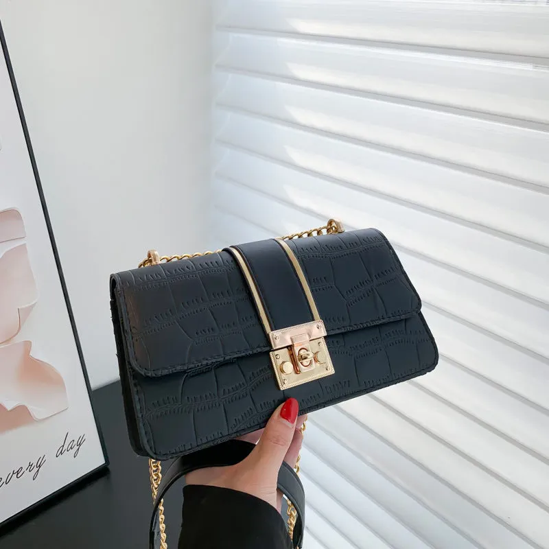 Underarm Korean Style Fashion Chain Trendy Texture Stone Crossbody Bags