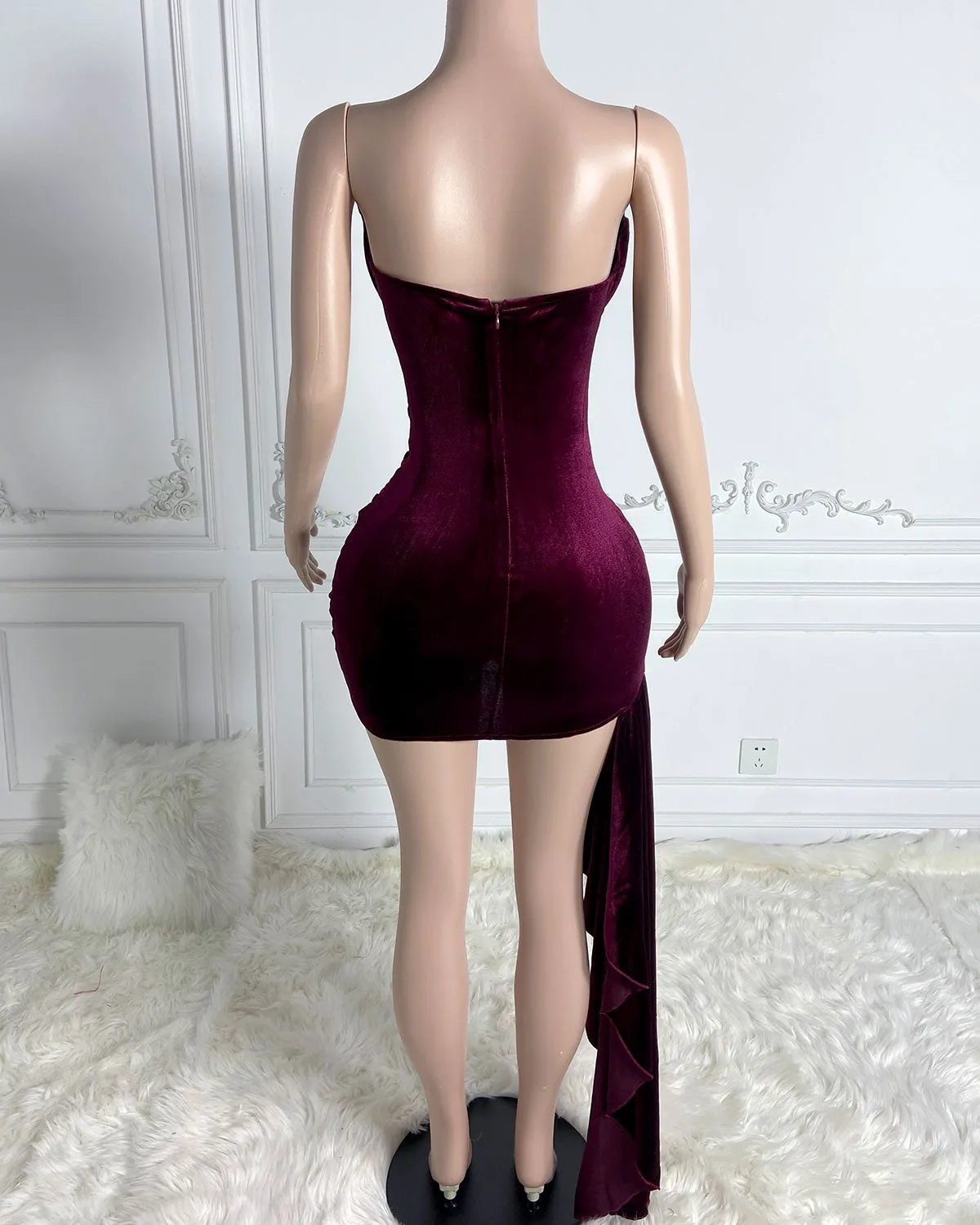 Velvet Cut Out Draping Corset Gown (Gloves not included)