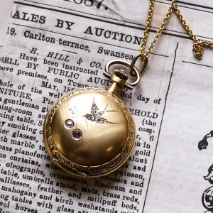 Victorian Diamond & Ruby "Swallow & Olive Branch" Pocket Watch