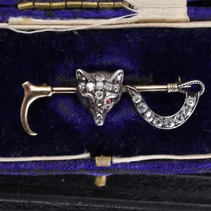 Victorian 'Fox & Crop' Diamond Brooch