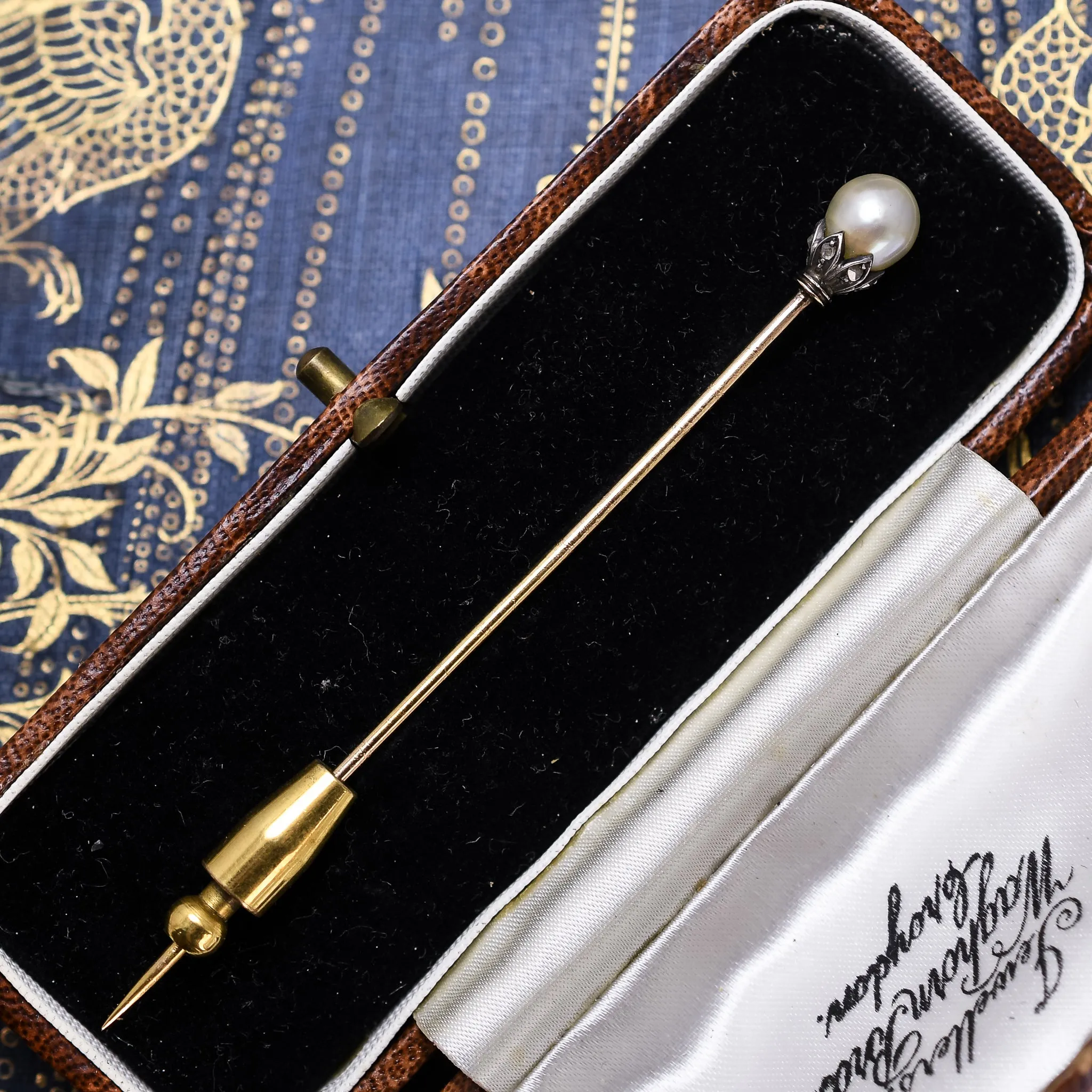 Victorian Natural Pearl & Diamond Tie Pin