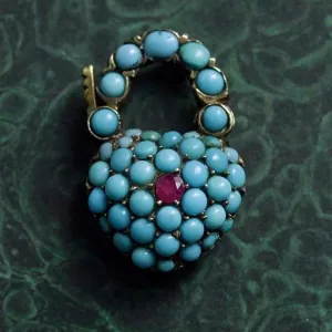 Victorian Pavé Turquoise Heart Padlock