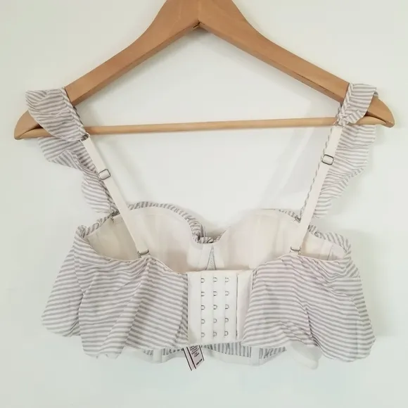 Victoria's Secret Striped Ruffle Bra Bralette Bandeau Crop Top Bustier NWT 32B