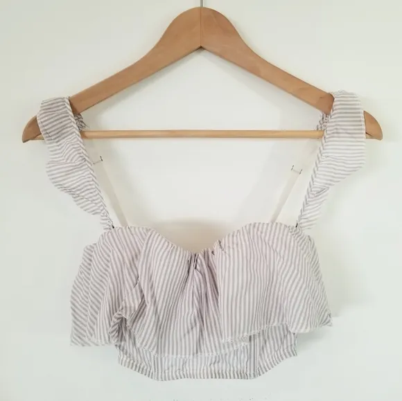 Victoria's Secret Striped Ruffle Bra Bralette Bandeau Crop Top Bustier NWT 32B