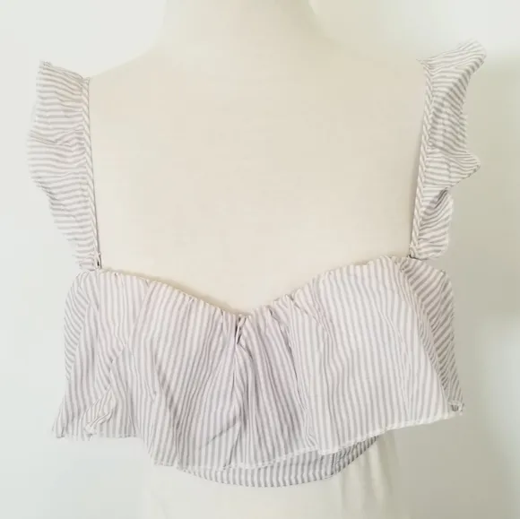 Victoria's Secret Striped Ruffle Bra Bralette Bandeau Crop Top Bustier NWT 32B