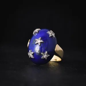 Vintage Lapis & Diamond Celestial Dome Ring