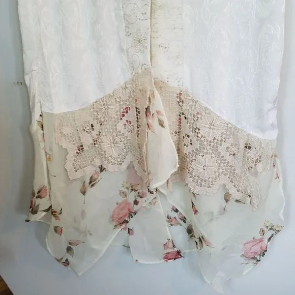 Vintage Talk Of The Walk Atlantic City Floral Satin Embroidered Kimono Cardigan