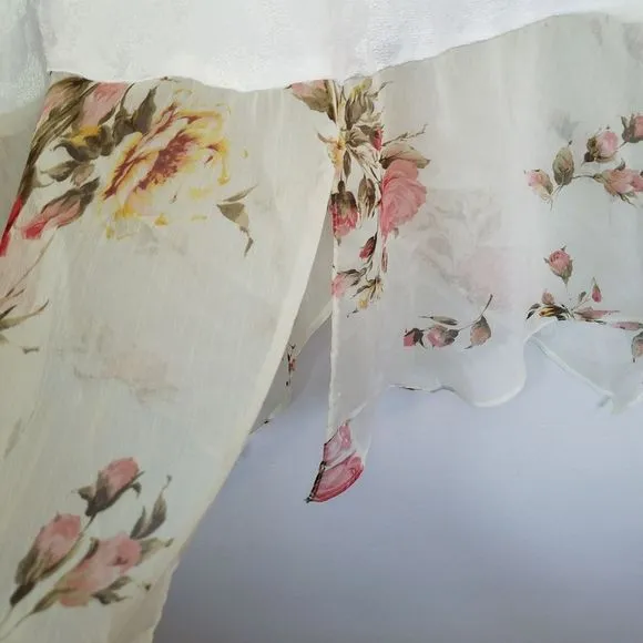 Vintage Talk Of The Walk Atlantic City Floral Satin Embroidered Kimono Cardigan