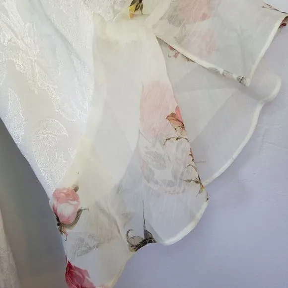 Vintage Talk Of The Walk Atlantic City Floral Satin Embroidered Kimono Cardigan