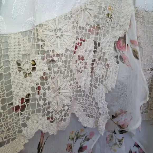 Vintage Talk Of The Walk Atlantic City Floral Satin Embroidered Kimono Cardigan