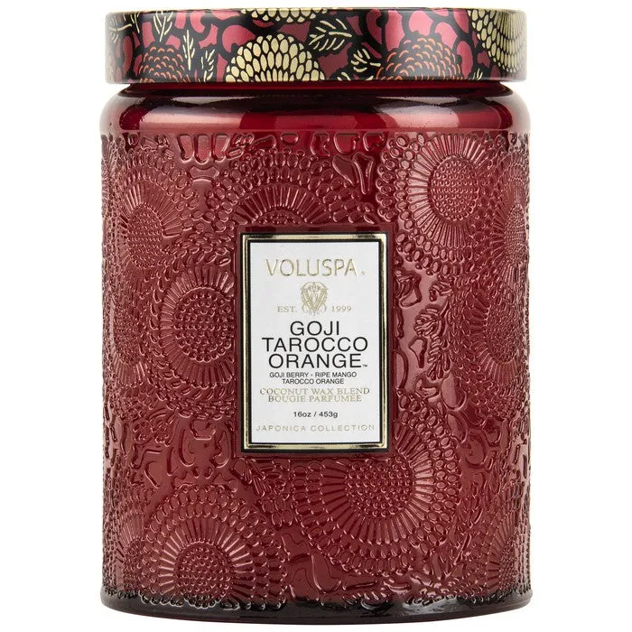 Voluspa Large Glass Jar Candle Goji Tarocco Orange 16 oz