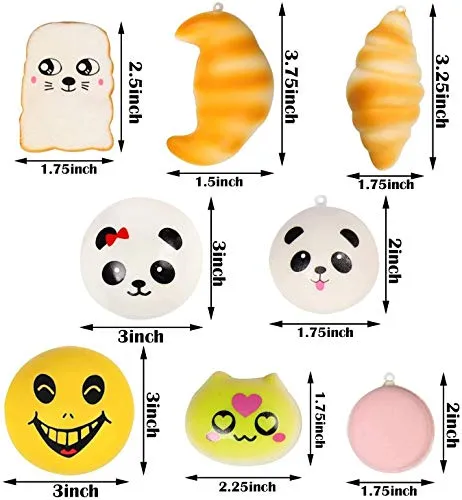 WATINC Random 70Pcs Squeeze Toys, Birthday Gifts for Kids Party Favors, Slow Rising Simulation Bread Squeeze Stress Relief Toys Goodie Bags Egg