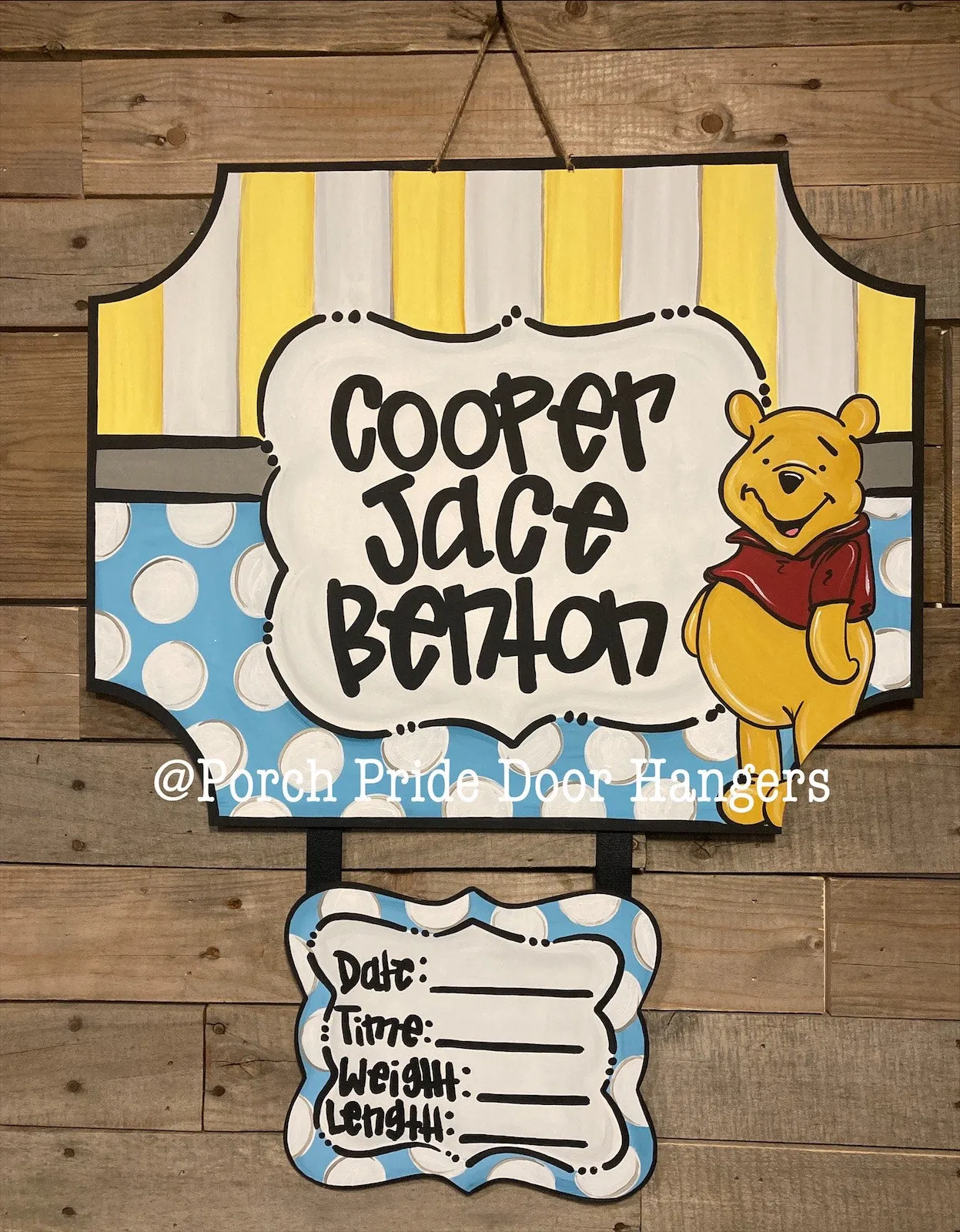 Winnie the Poo Baby Announcement Door Hanger