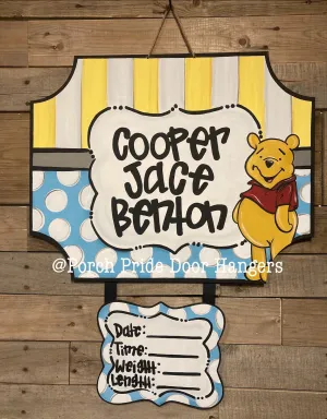 Winnie the Poo Baby Announcement Door Hanger