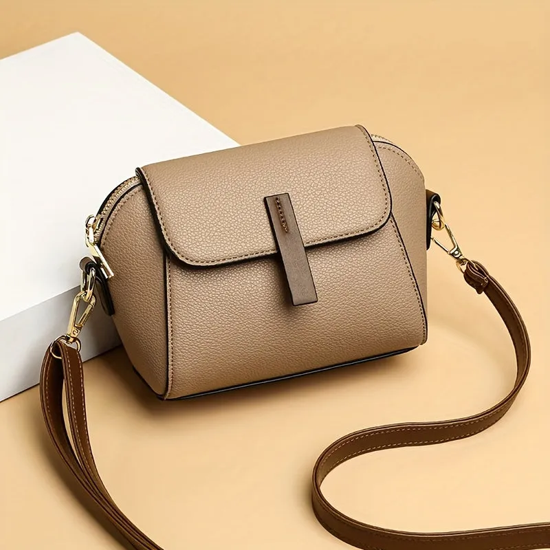 Women's Mini Flap Crossbody Bag PU Leather Shoulder Purse 7.5 Inch