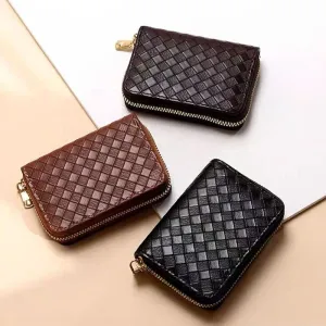 Woven Accordion Card Holder Wallet- Zipper Wallet