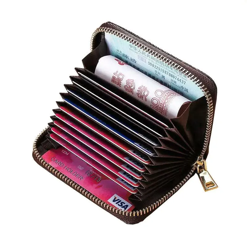Woven Accordion Card Holder Wallet- Zipper Wallet