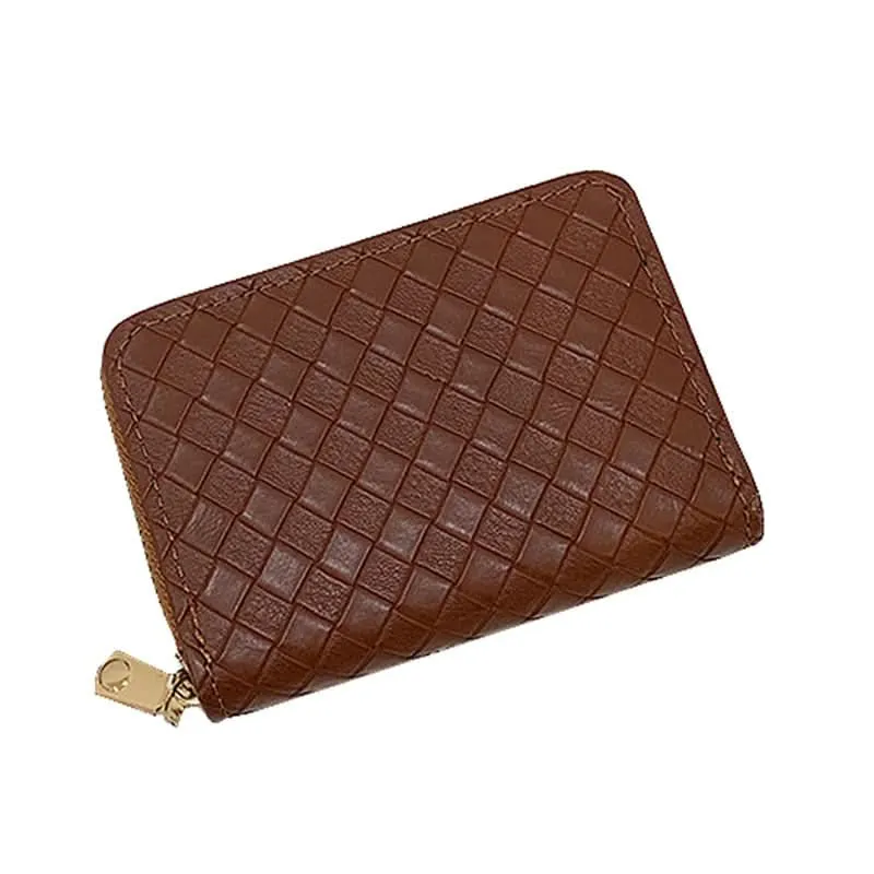 Woven Accordion Card Holder Wallet- Zipper Wallet