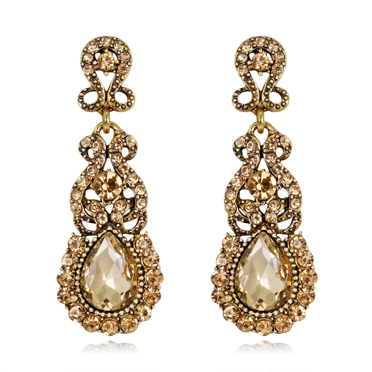 Yellow Crystal & Cubic Zirconia Botany Drop Earrings