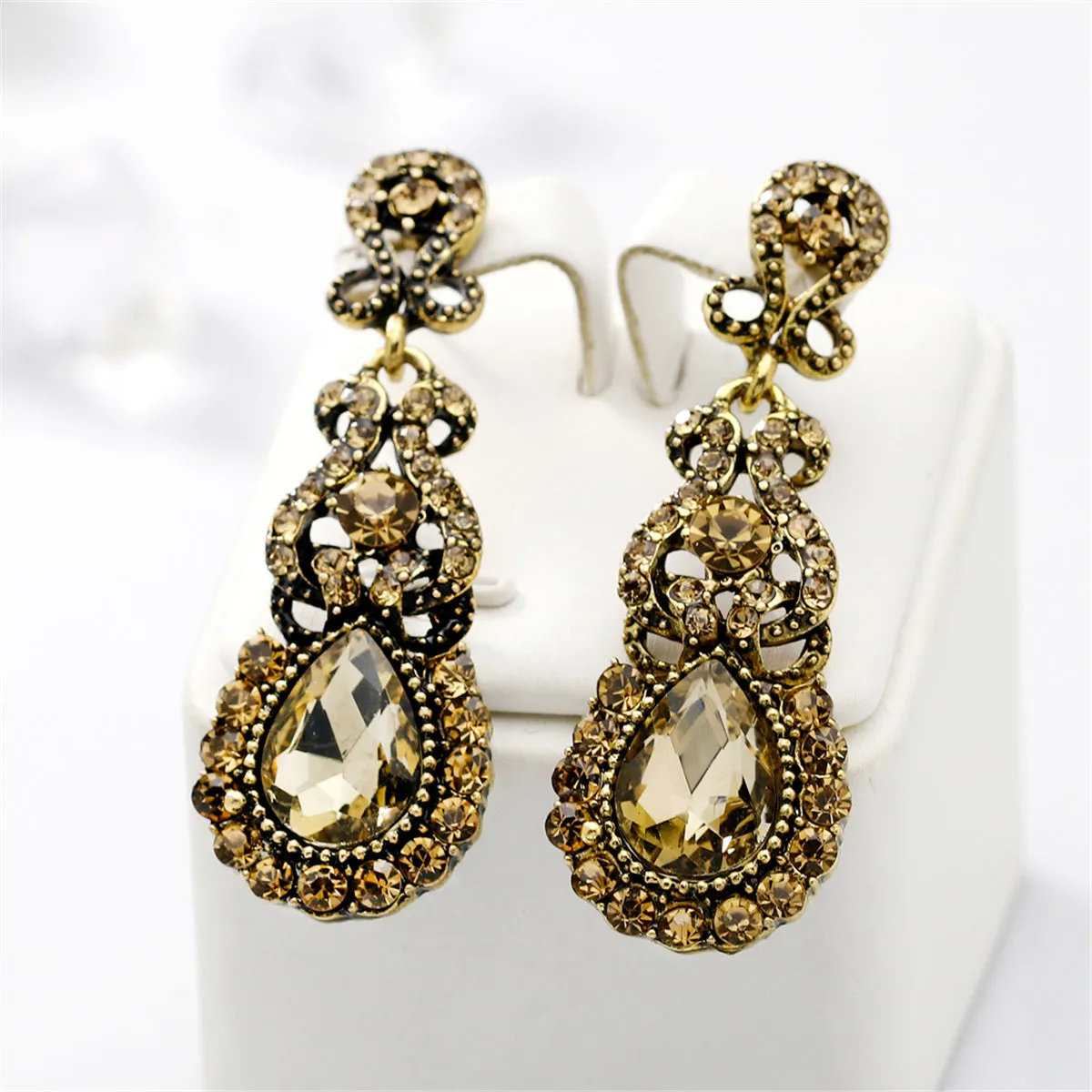 Yellow Crystal & Cubic Zirconia Botany Drop Earrings