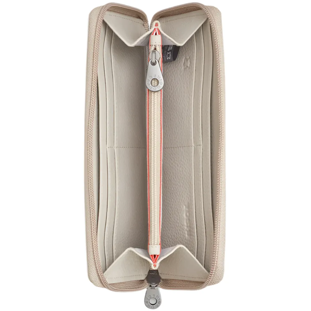 Yoshi Petals & Feathers Hummingbird Zip Round Warm Grey Leather Purse