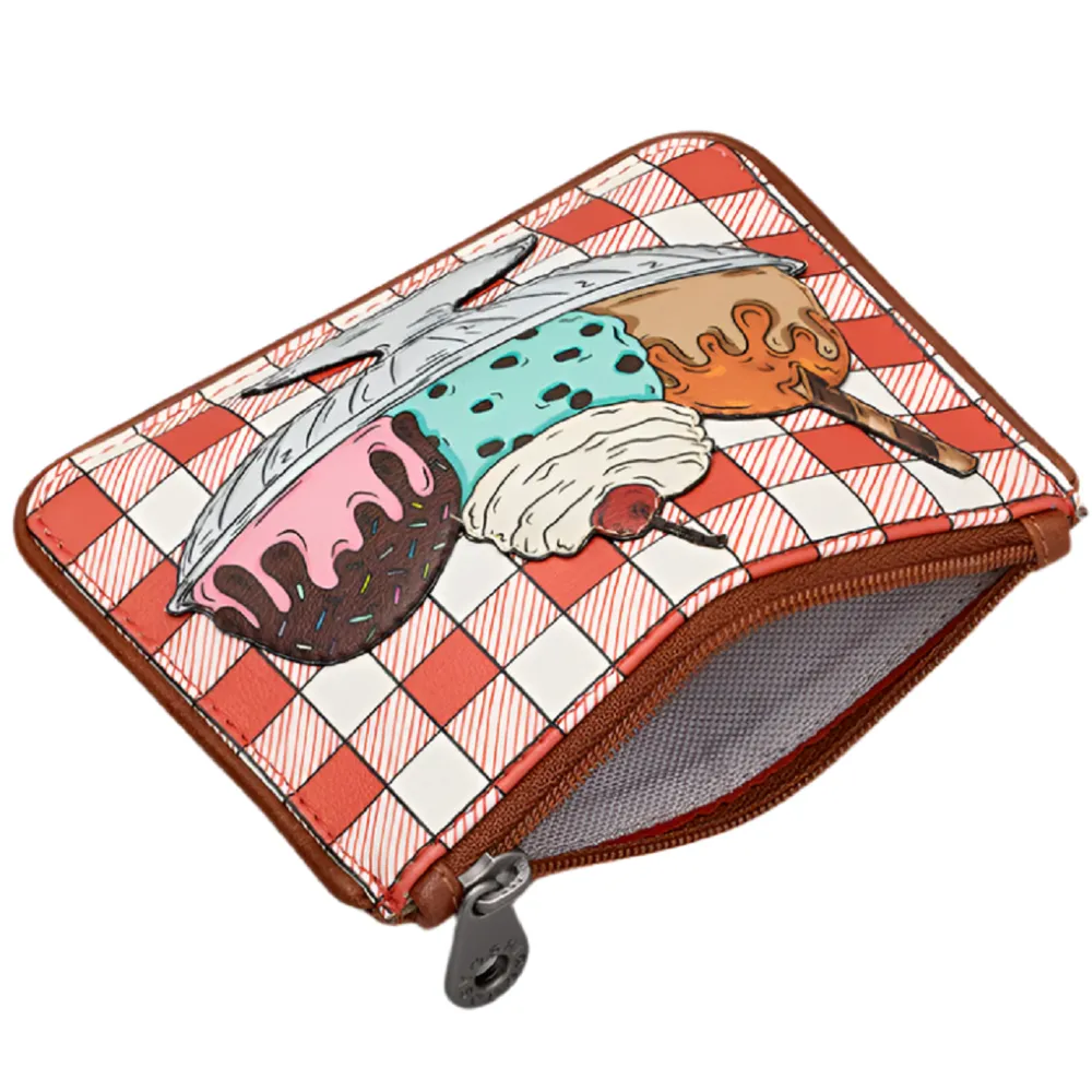 Yoshi Three Scoops BrownLeather Zip Top Purse