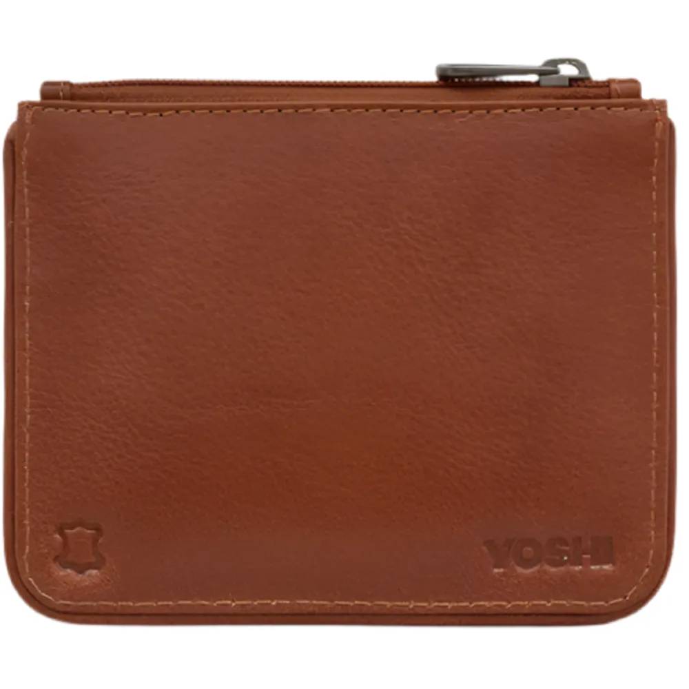 Yoshi Three Scoops BrownLeather Zip Top Purse