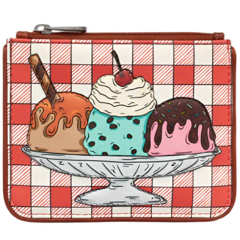 Yoshi Three Scoops BrownLeather Zip Top Purse