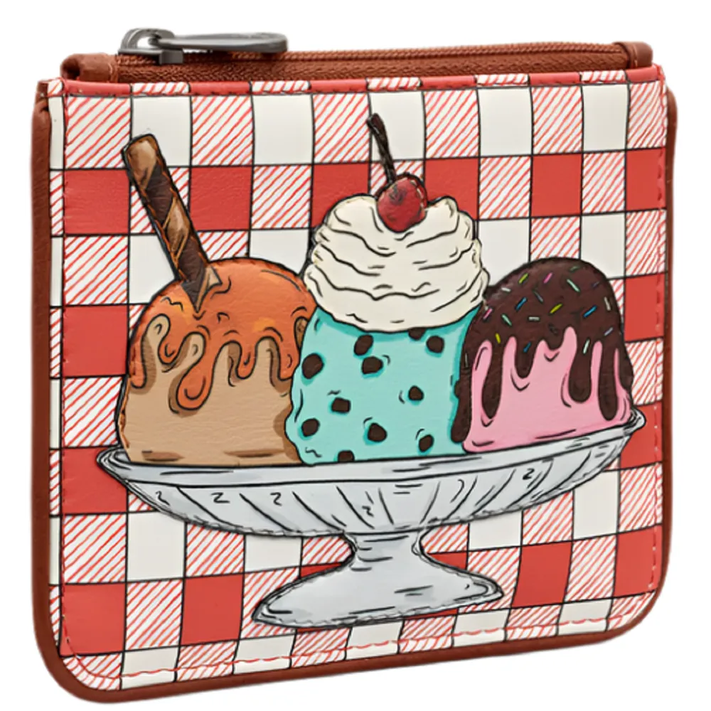 Yoshi Three Scoops BrownLeather Zip Top Purse